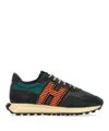 Hogan Dark Green And Black Suede Sneakers In Black