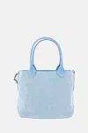 Hogan Spacious Denim Tote With Structured Leather Handles In Blue