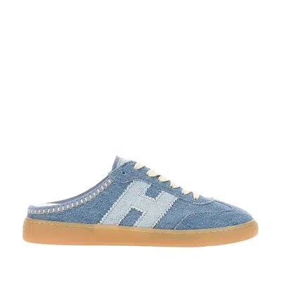 Hogan Denim Cool Sabot Cotton Sneakers In Blue