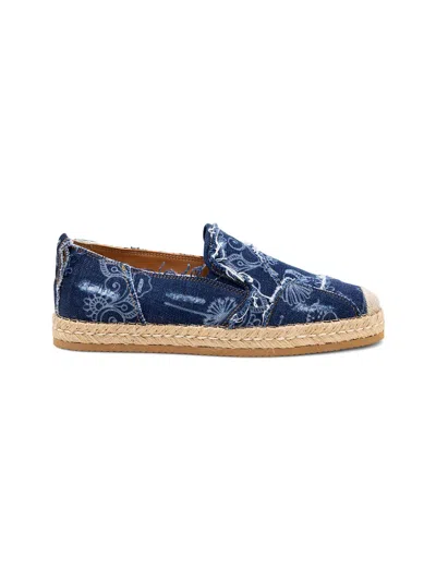 Hogan Denim Floral Print Espadrilles