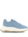 Hogan Light Blue Denim Sneakers With Logo-embroidered Tongue In Blue