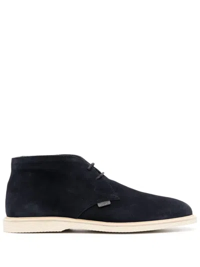 Hogan Desert Suede Lace-up Boots In Blue