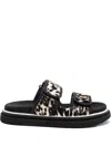 Hogan Double-strap Flat Sandals In Black