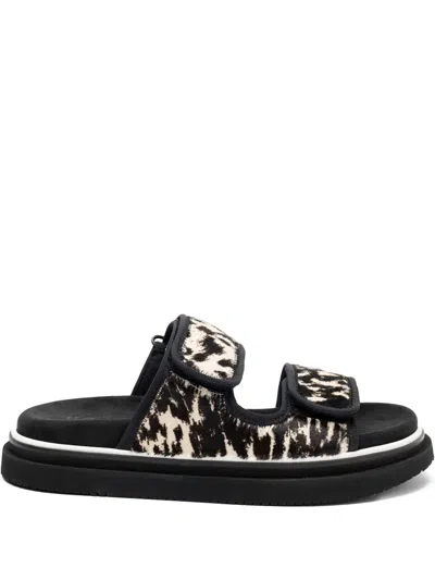 Hogan Double-strap Flat Sandals In Black