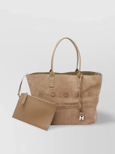 Hogan Double Strap Tote Bag With Suede Finish