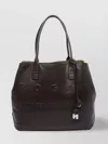 Hogan Dual Handle Metal Charm Shoulder Bag In Brown