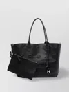 Hogan Dual Handle Metal Charm Shoulder Bag In Black