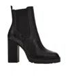 Hogan Elasticated-panel Ankle Leather Boots In Black