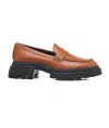 Hogan Round Toe Brown Leather Moccasin With Soft Insole And Eva Sole In Brown