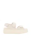 Hogan Elevated Platform Sandals With Adjustable Hook And Loop Closure In White