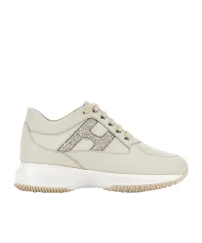 Hogan Embellished Lace-up Sneakers In Neutral
