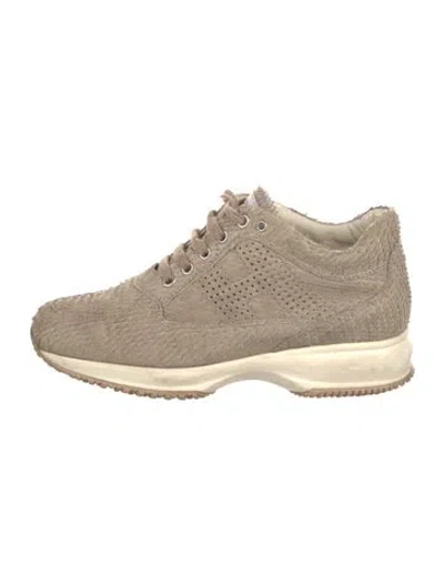Pre-owned Hogan Embossed Leather Sneakers In Neutral