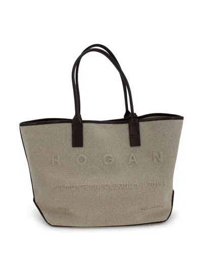 Hogan Embossed Logo Tote Bag In Gray