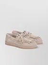Hogan Eyelet Fringe Loafers Rubber Sole Suede Finish