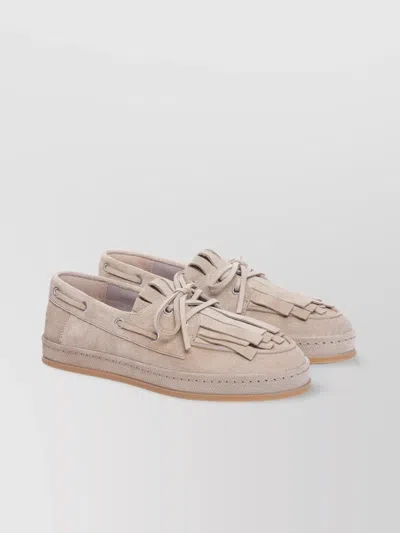 HOGAN EYELET FRINGE LOAFERS RUBBER SOLE SUEDE FINISH