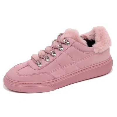 Pre-owned Hogan F7110 Sneaker Donna Pink  H365 Leather/eco Fur Inside Shoe Woman In Rosa