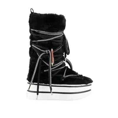 Hogan Faux Fur Snow Boots In Black