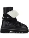Hogan Faux-fur Trim Ankle Boots In Black