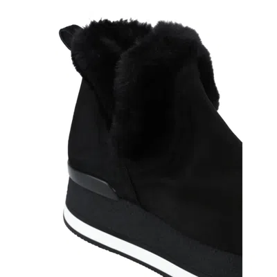 Hogan Faux Fur Trim Booties In Black