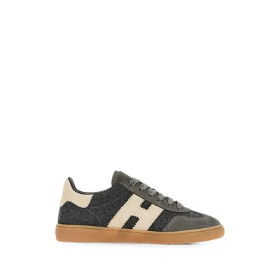 Hogan Felted Wool And Suede Sneakers In Black