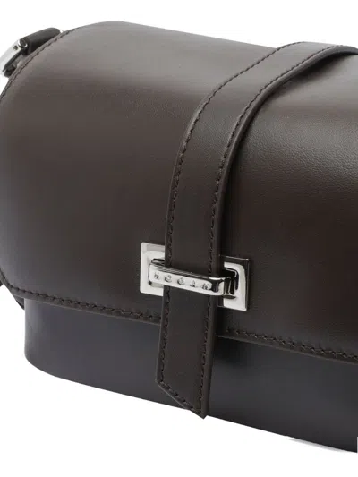 Hogan Flap Small Leather Crossbody Bag In Brown
