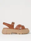 Hogan Round-head Cross Sandals In Cuoio
