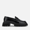 Hogan 10-storey Smooth Leather And Workwear Sole Loafers Shoes In Black