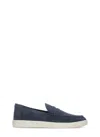 Hogan Suede Moccasin With Stitched Mask In Blu Tuareg