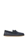 Hogan Suede Loafers With Round Toe And Rubber Sole In Blue