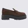 Hogan Platform Suede Loafers In Brown