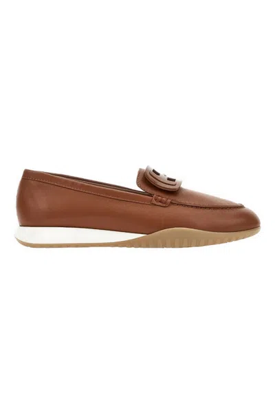 Hogan Flat Shoes Leather Brown