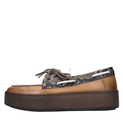 Hogan Lace-up Details Boat Shoes In Brown