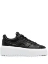 Hogan H-stripes Quilted Platform Lace-up Sneakers In Black