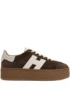Hogan Suede Platform Sole Sneakers In Brown
