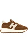 Hogan Leather Sneakers With Round Toe And Rubber Sole In Brown