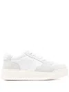 Hogan Perforated Toe Rubber Sole Suede Panels Sneakers In White