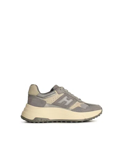 Hogan Women's Elegant Leather Sneakers In Grey