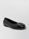 Hogan Leather Ballet Flats With Maxi Plaque In Black