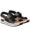 Hogan H257 Leather Sandals In Black In Black