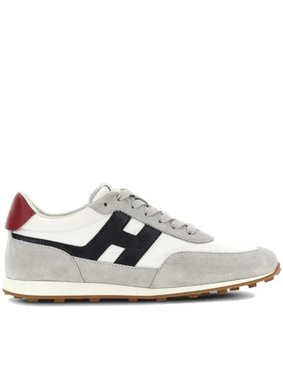 Hogan Sneakers Contrast Heel Tab Rubber Sole Suede In Gray