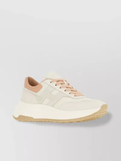 Hogan Footwear With Sole Contrast And Perforated Toe In Neutral