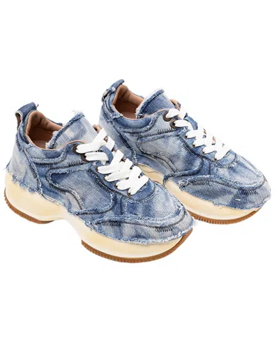 Hogan Frayed Denim Platform Sneaker In Blue