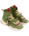 Hogan Fringe-trimmed Lace-up Leather Boot In Green
