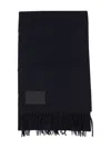 Hogan Fringed Logo-patch Scarf In Black