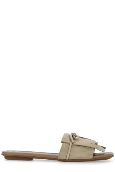 Hogan Leather Sandals In Beige