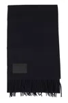 Hogan Fringed Wool Scarf With Logo Detail In Black