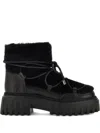 Hogan Fur-trimmed Boots In Black