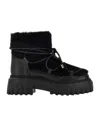 Hogan Fur-trimmed Boots In Black