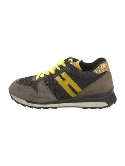Pre-owned Hogan Glitter Graphic Print Athletic Sneakers In Green