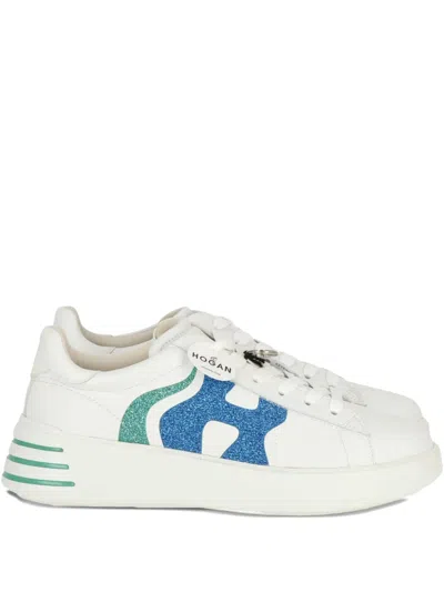 Hogan Glitter-logo Sneakers In White